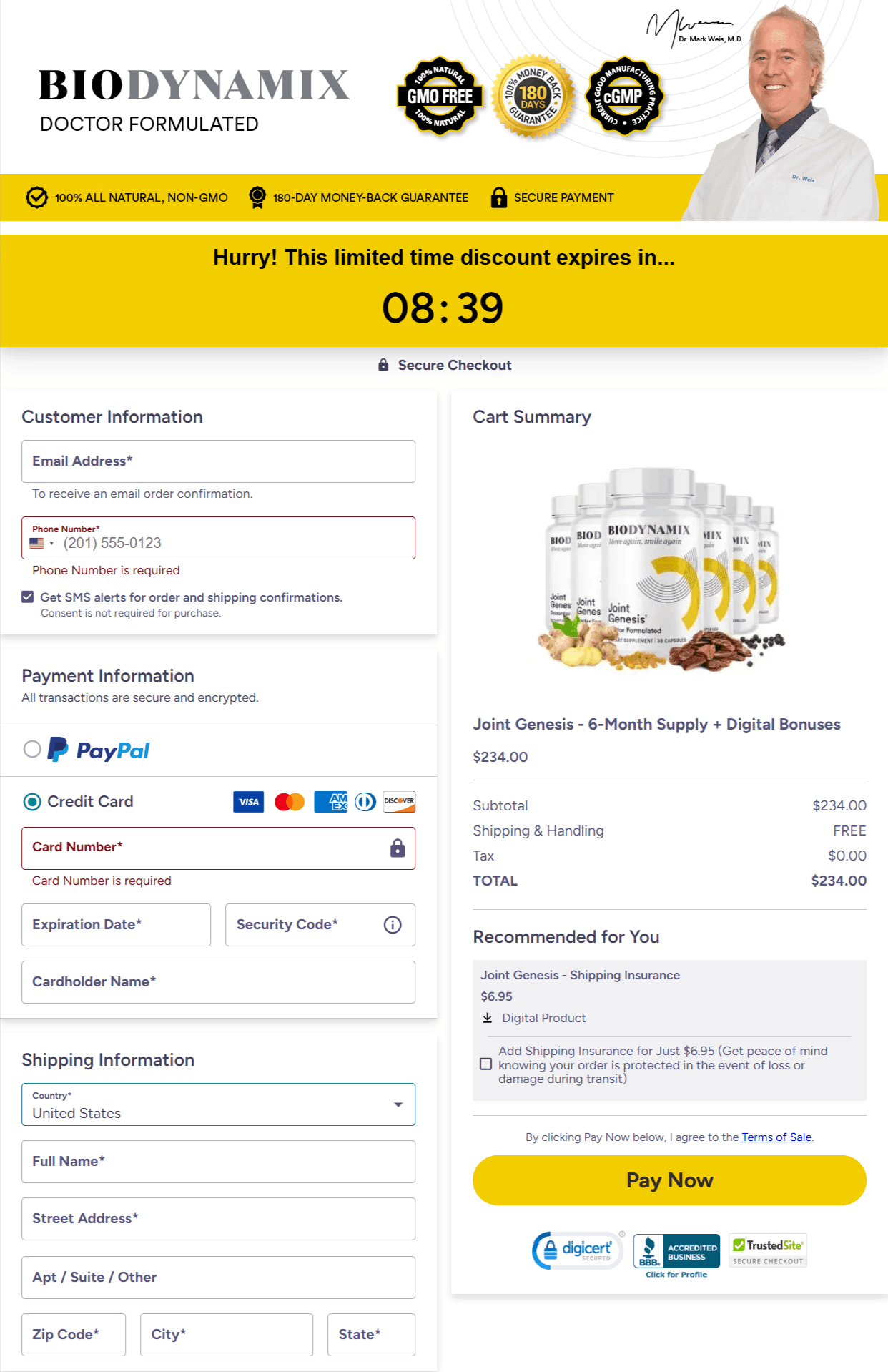 Joint Genesis Checkout page